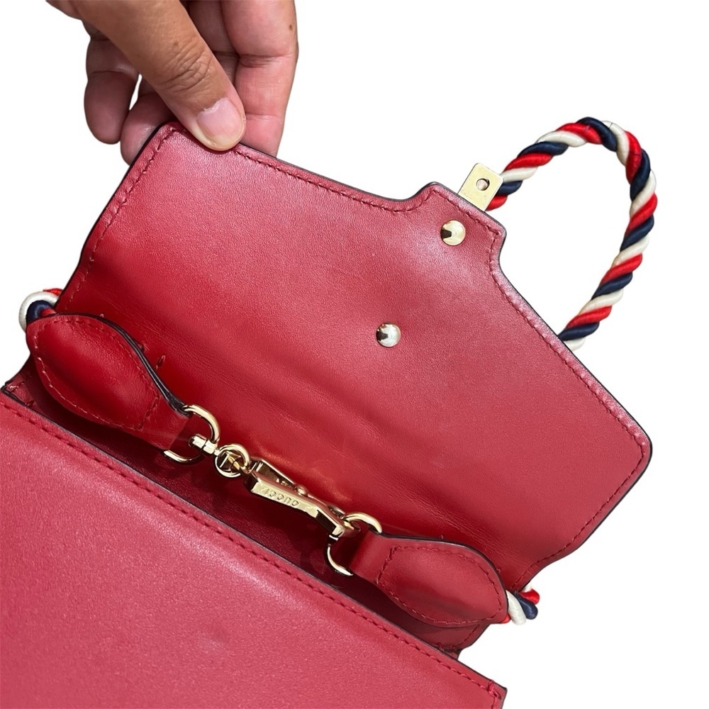 Gucci Sylvie Super Mini Red Calfskin Leather Bag - Picture 9 of 16